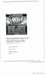 Vstupenky na festival 90s EXPLOSION OPEN-AIR FESTIVAL PRAHA