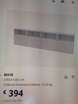 skrinka Ikea Besta - biela farba, vysoký lesk.