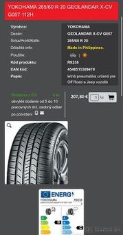 YOKOHAMA GEOLANDAR 265/60 R20