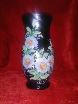 Sklenená váza Modre sklo Ručne malovana