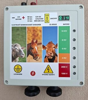 Elektrický, ohradník, oplotok, solár 12V/230V 15J