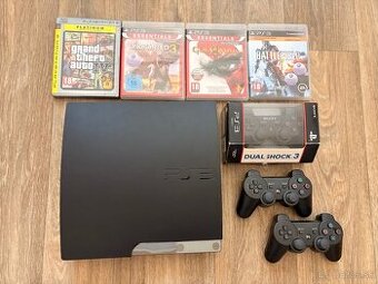 PlayStation 3 + 3x DualShock 3 + 4 hry