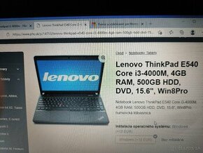 Predám pracovný notebook Lenovo thinkpad E540 a C-Tech kláve