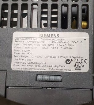 Micromaster 440 4kW Siemens.