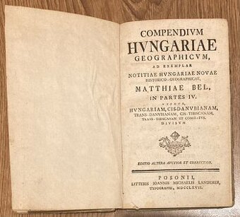 Mathias Bel - Compendium Hungariae, 1767