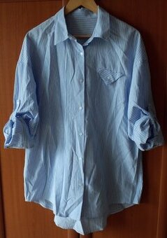 Bielo modro pásikavá košeľová blúzka, v. XL/XXL