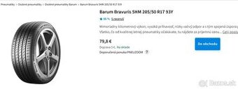 Barum Bravuris 5HM 205/50 R17 93Y letne pneu