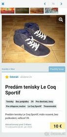 Predám tenisky Le Coq Sportif 39