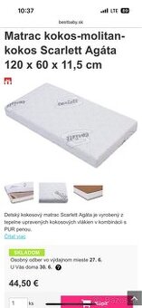 Detský matrac do postieľky 120x60x11,5