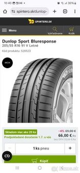 Letne gumy 205/55 r16 Dunlop