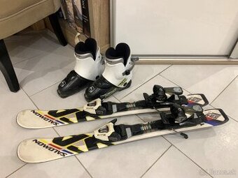 Predám detské lyže Salomon 80cm + lyžiarky EU 32