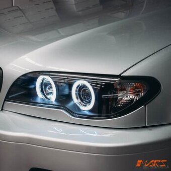 Predné svetlá s Angel Eyes – BMW E46 Coupé facelift