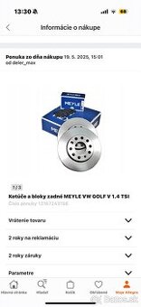 Sada kotúčov a platničiek brzdy Meyle
