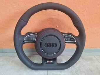 AUDI MULTIFUNKCNY VOLANT S AIRBAGOM A PADLAMI, červená niť