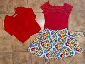 Sukňa folklórny vzor, tričko a  svetrík v.M