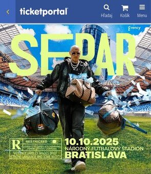 2 lístky Separ koncert Tehelné Pole Sektor A státie
