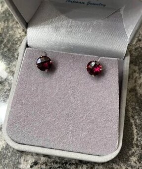 Nadherne granatove 14k zlte zlato nausnice - 1
