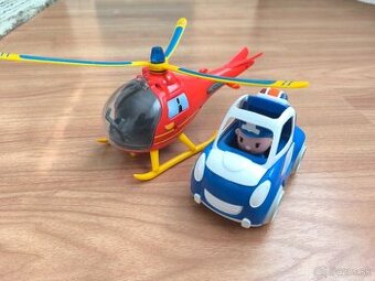 Policajné auto a vrtuľník