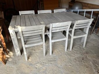 Záhradné sedenie 1 stôl, 6 stoličiek