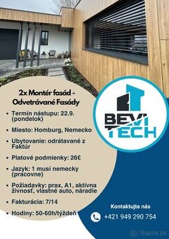 Montér,Fasádnik - Odvetrávané fasády,obklad drevo,práca
