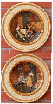 Starožitné plasticke taniere párové Cechy pálena hlína