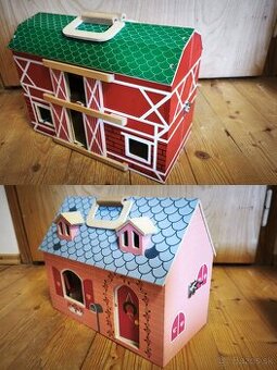 Drevený domček pre bábiky a farma