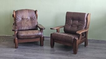 NA PREDAJ: Kožené kreslá z masívu