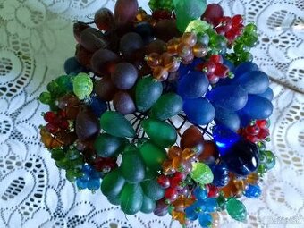 Sklenené ovocie v miske,československo