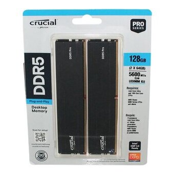 Nový kit DDR5 128 GB DDR5 Crucial Pro (2×64 GB) 5600 MHz