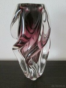 Jozef Hospodka - váza z hutného skla 26cm