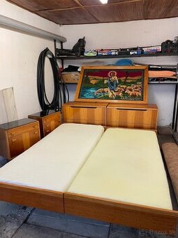 Predám retro spálňový komplet – 2 postele s + príslušenstvo