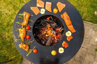 Kruhovy zahradny gril na drevo