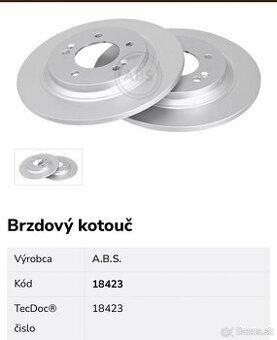 Predám zadné brzdové kotúče ABS