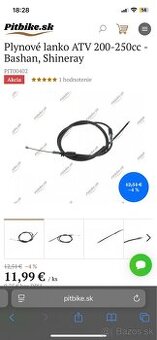 Predám plynové lanko na atv200-250cc bashan/shineray