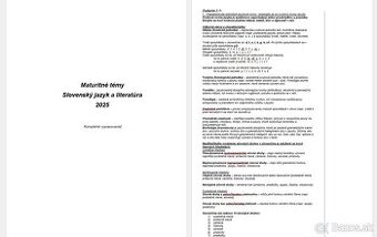 Vypracované maturitné témy 2025, Zkc, Sj+Lit