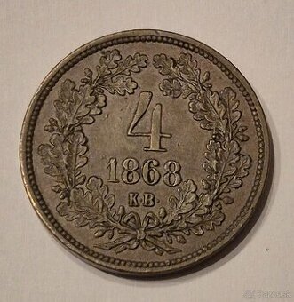 4 Grajciar 1868 K.B František Jozef I