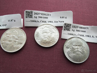 Staré mince 3ks ČSSR striebro