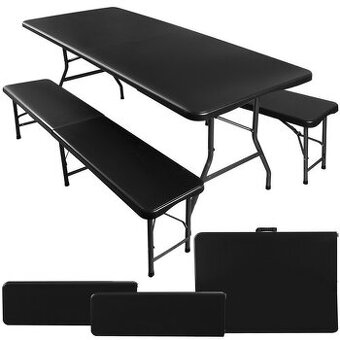 Praktický set na vonkajšie sedenie: 1x stôl + 2x lavice 🛋️☀