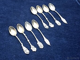 Investičné striebro–kávové lyžičky 4ks-sada kvetov 2x