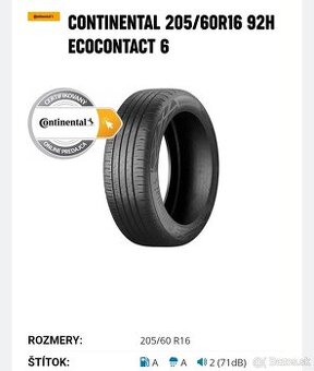 2ks Jazdene pneumatiky CONTINENTAL EcoContact 6