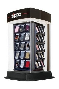 Originálna stolová vitrína Zippo – otočná a podsvietená