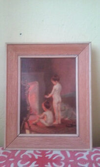 Obraz, malba - Deti pri krbe