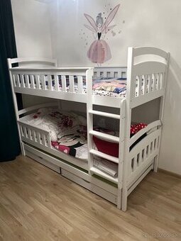 Poschodová posteľ s prísteľkou 90x200cm