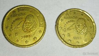 0,50 EUR a 0,20 Eur Španielsko, r. 2001, r. 1999