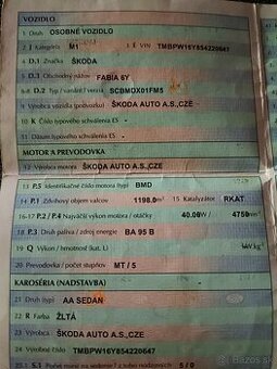 Predám Škoda Fabia 1,2