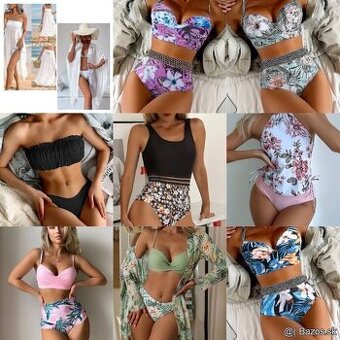 Dámske plavky s vysokým pasom, tankini, prehozy nové