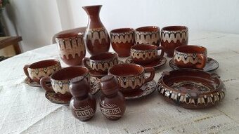 Súprava na kávu,poháre,vaza,popolník,korenicky