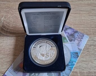 1000 sk 2003 a 2008 strieborne mince Proof