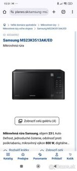 Predám mikrovlnku samsung