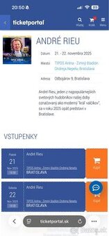 Predám 2 lístky na André Rieu, na 22.11.